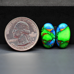 Peacock Dahlia composite pair 18x10x3mm 12ct oval cabochon - photo 1