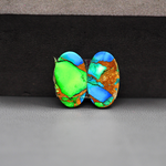 Peacock Dahlia composite pair 18x10x3mm 12ct oval cabochon - photo 3
