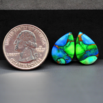 Peacock Dahlia composite pair 18x12x3mm 12.5ct pear cabochon - photo 1