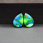 Peacock Dahlia composite pair 18x12x3mm 12.5ct pear cabochon - photo 2