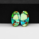 Peacock Dahlia composite pair 20x11x3mm 14.5ct oval cabochon - photo 2