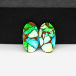 Peacock Dahlia composite pair 20x11x3mm 14.5ct oval cabochon - photo 3
