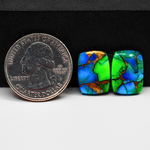 Peacock Dahlia composite pair 16x12x3mm 13.5ct cushion cabochon - photo 1