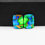 Peacock Dahlia composite pair 16x12x3mm 13.5ct cushion cabochon - photo 2