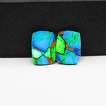 Peacock Dahlia composite pair 16x12x3mm 13.5ct cushion cabochon - photo 3