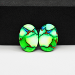 Peacock Dahlia composite pair 18x13x3mm 13.5ct oval cabochon - photo 2