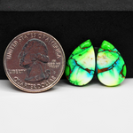 Peacock Dahlia composite pair 18x12x3mm 14ct pear cabochon - photo 1