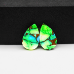 Peacock Dahlia composite pair 18x12x3mm 14ct pear cabochon - photo 3