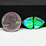 Peacock Dahlia composite pair 15x15x3mm 11.5ct trapezoid cabochon - photo 1