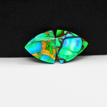 Peacock Dahlia composite pair 15x15x3mm 11.5ct trapezoid cabochon - photo 3