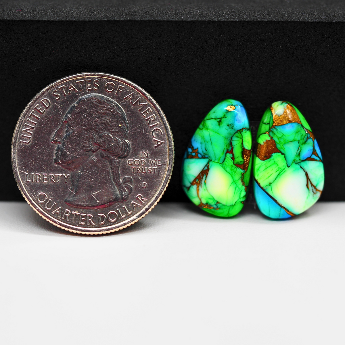 Peacock Dahlia composite pair 17x11x3mm 11.5ct freeform cabochon - photo 1