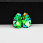 Peacock Dahlia composite pair 17x11x3mm 11.5ct freeform cabochon - photo 2
