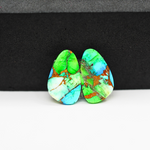 Peacock Dahlia composite pair 17x11x3mm 11.5ct freeform cabochon - photo 3