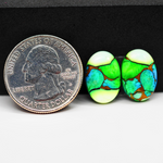 Peacock Dahlia composite pair 16x11x3mm 12.5ct oval cabochon - photo 1