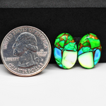 Peacock Dahlia composite pair 17x11x3mm 12ct oval cabochon - photo 1