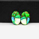 Peacock Dahlia composite pair 17x11x3mm 12ct oval cabochon - photo 2