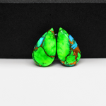 Peacock Dahlia composite pair 18x11x3mm 12ct pear cabochon - photo 2