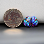 Stabilized Purple Mohave (Mojave) Turquoise freeform cabochon pair 14x10x3mm 7ct - purple with blue Kingman turquoise nuggets - photo 1 - Pedra Gems.