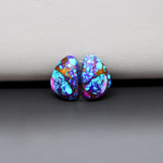 Stabilized Purple Mohave (Mojave) Turquoise freeform cabochon pair 14x10x3mm 7ct - purple with blue Kingman turquoise nuggets - photo 2 - Pedra Gems.