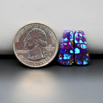 Stabilized Purple Mohave (Mojave) Turquoise trapezoid cabochon pair 18x8x3mm 9ct - purple with blue Kingman turquoise nuggets - photo 1 - Pedra Gems.