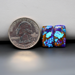 Stabilized Purple Mohave (Mojave) Turquoise rectangle cabochon pair 16x9x3mm 9.5ct - purple with blue Kingman turquoise nuggets - photo 1 - Pedra Gems.