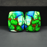Peacock Dahlia composite pair 25x20x4mm 37.5ct cushion cabochon - photo 2