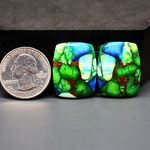 Peacock Dahlia composite pair 25x20x4mm 37.5ct cushion cabochon - photo 1