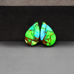 Peacock Dahlia composite pair 17x11x3mm 11ct pear cabochon - photo 2