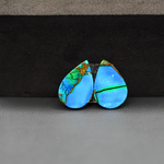 Peacock Dahlia composite pair 14x10x3mm 7.5ct pear cabochon - photo 3
