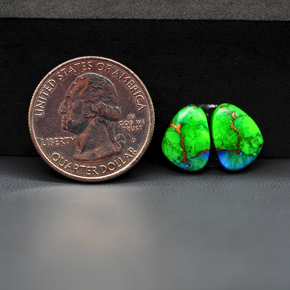Peacock Dahlia composite pair 13x10x3mm 7.5ct freeform cabochon - photo 1