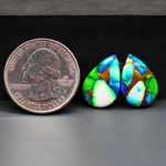 Peacock Dahlia composite pair 17x12x3mm 12ct pear cabochon - photo 1