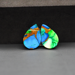 Peacock Dahlia composite pair 17x12x3mm 12ct pear cabochon - photo 3