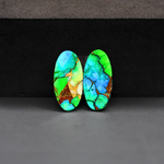 Peacock Dahlia composite pair 19x9x3mm 12ct oval cabochon - photo 3