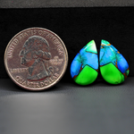 Peacock Dahlia composite pair 18x11x3mm 11ct pear cabochon - photo 1