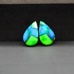 Peacock Dahlia composite pair 18x11x3mm 11ct pear cabochon - photo 2