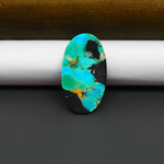 Mohave Turquoise & White Buffalo Oval Cabochon 26x14mm 11ct - Blue and Green with Black Wedge - Pedra Gems