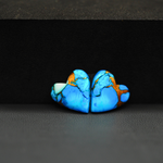 Kingman Ice Blue Dahlia Composite Heart Cabochon Pair 14x13x3mm 10ct - icy blue and white stone with copper veining - Pedra Gems