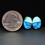 Kingman Ice Blue Dahlia Composite Oval Cabochon Pair 14x10x3mm 9.5ct - icy blue and white stone with copper veining - Pedra Gems