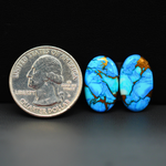 Kingman Ice Blue Dahlia Composite Oval Cabochon Pair 18x11x3mm 13.5ct - icy blue and white stone with copper veining - Pedra Gems