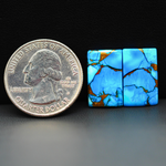 Kingman Ice Blue Dahlia Composite Rectangle Cabochon Pair 17x11x3mm 15ct - icy blue and white stone with copper veining - Pedra Gems