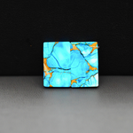 Kingman Ice Blue Dahlia Composite Rectangle Cabochon Pair 17x11x3mm 15ct - icy blue and white stone with copper veining - Pedra Gems