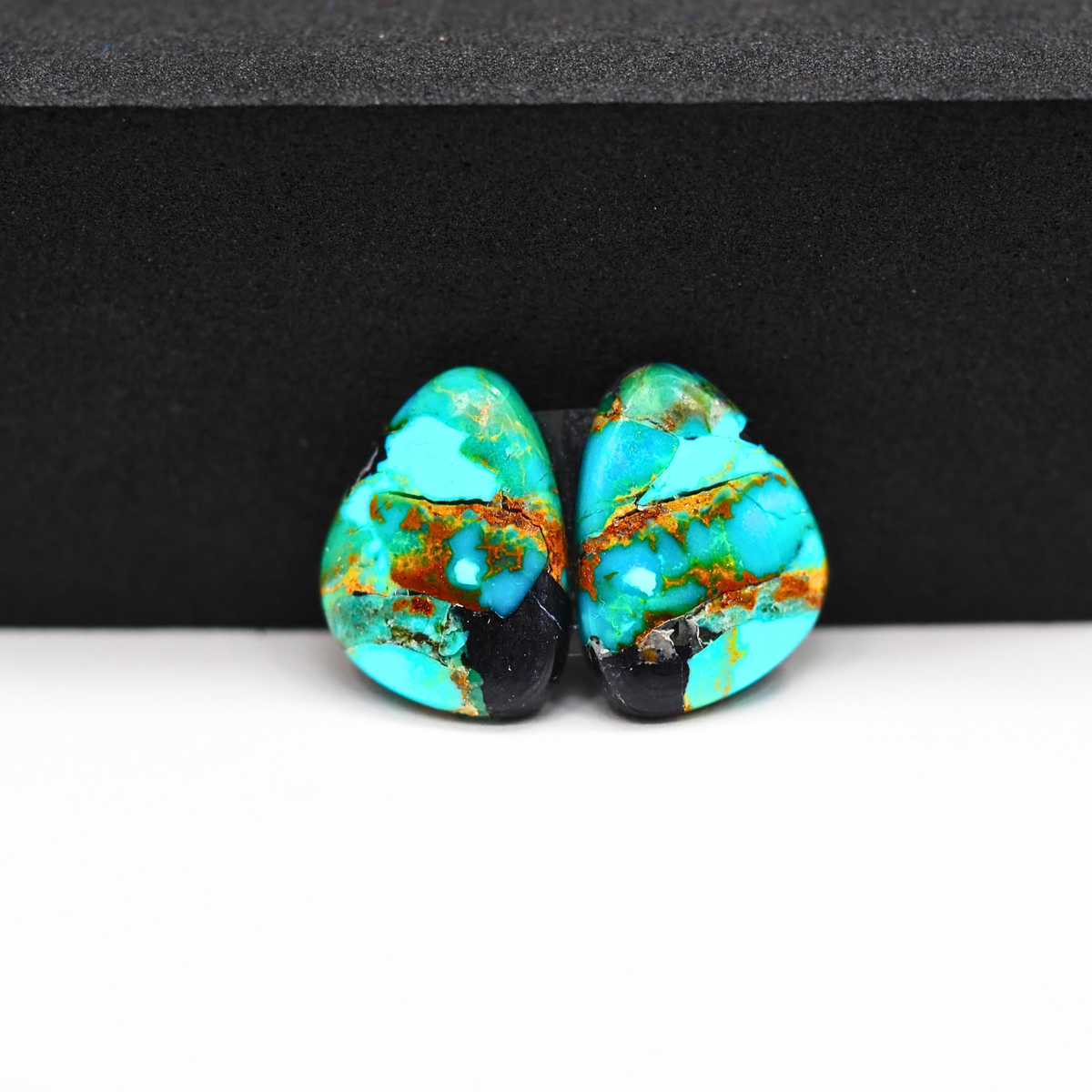 Mohave Buffalo composite pair 17x13x3mm 11ct freeform cabochon Kingman - photo 4