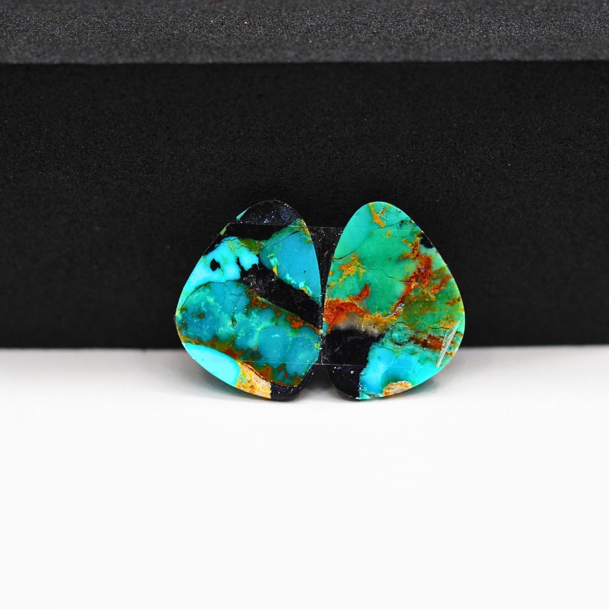 Mohave Buffalo composite pair 17x13x3mm 11ct freeform cabochon Kingman - photo 3