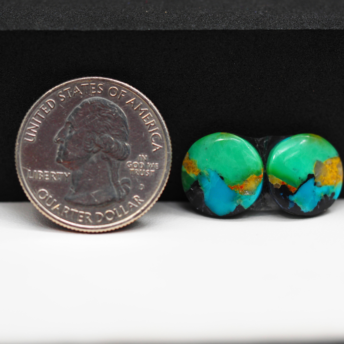 Mohave Buffalo composite pair 13x13x3mm 8.5ct round cabochon Kingman - photo 1