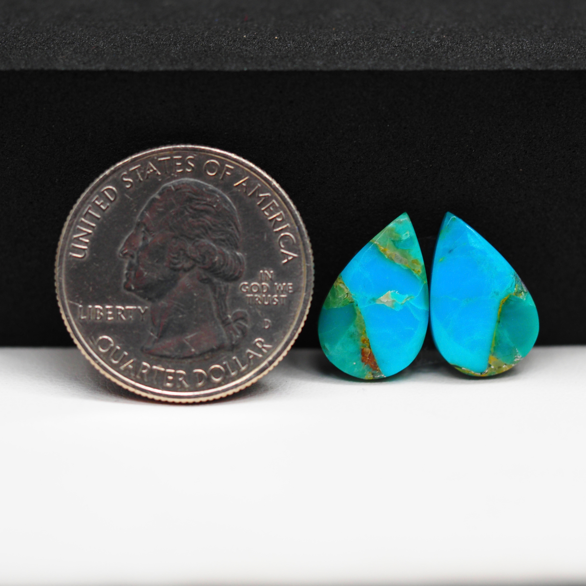 Mohave Buffalo composite pair 16x10x3mm 7.5ct pear cabochon Kingman - photo 1