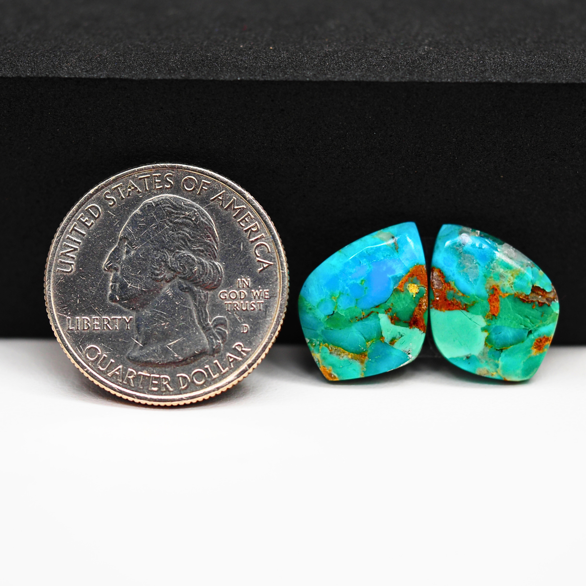 Mohave Buffalo composite pair 17x13x3mm 11ct kite cabochon Kingman - photo 1
