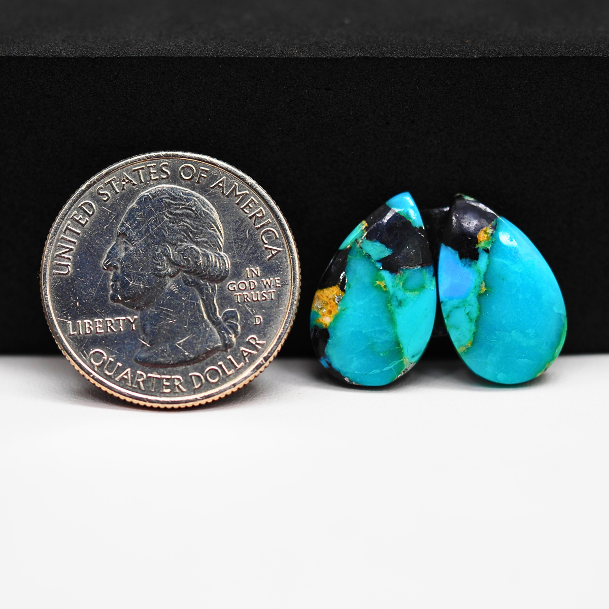 Mohave Buffalo composite pair 14x11x3mm 10.5ct pear cabochon Kingman - photo 1