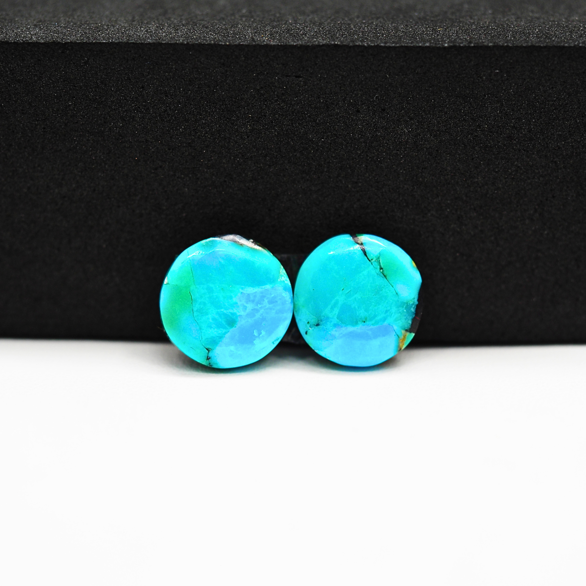 Mohave Buffalo composite pair 12x12x3mm 9ct round cabochon Kingman - photo 2