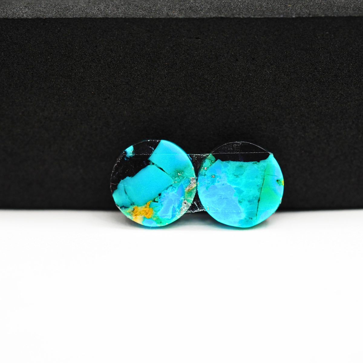 Mohave Buffalo composite pair 12x12x3mm 9ct round cabochon Kingman - photo 3
