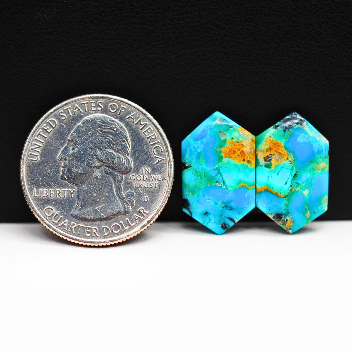 Mohave Buffalo composite pair 19x11x3mm 10.5ct hexagon cabochon Kingman - photo 1